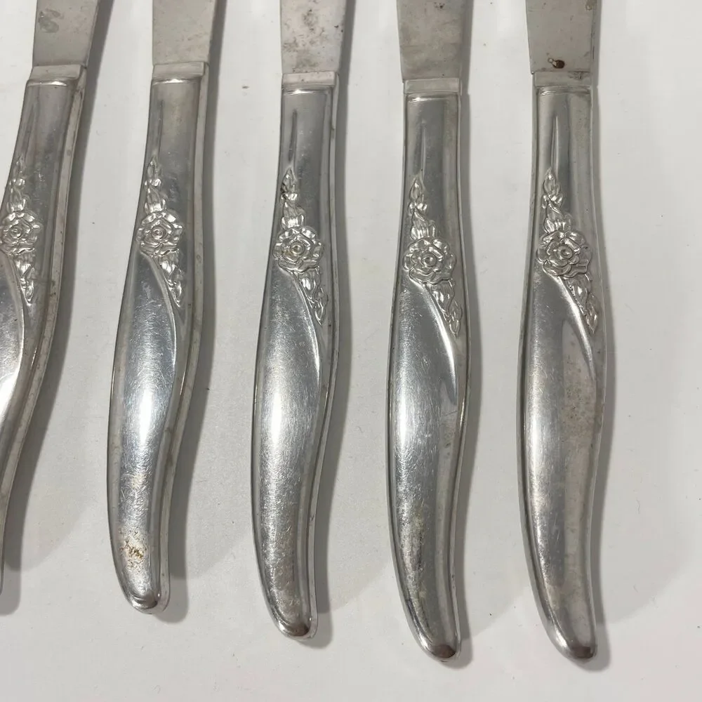Lot of 9 Oneida Wm A Rogers Premier La Rose Stainless Dinner Knives 8.5”